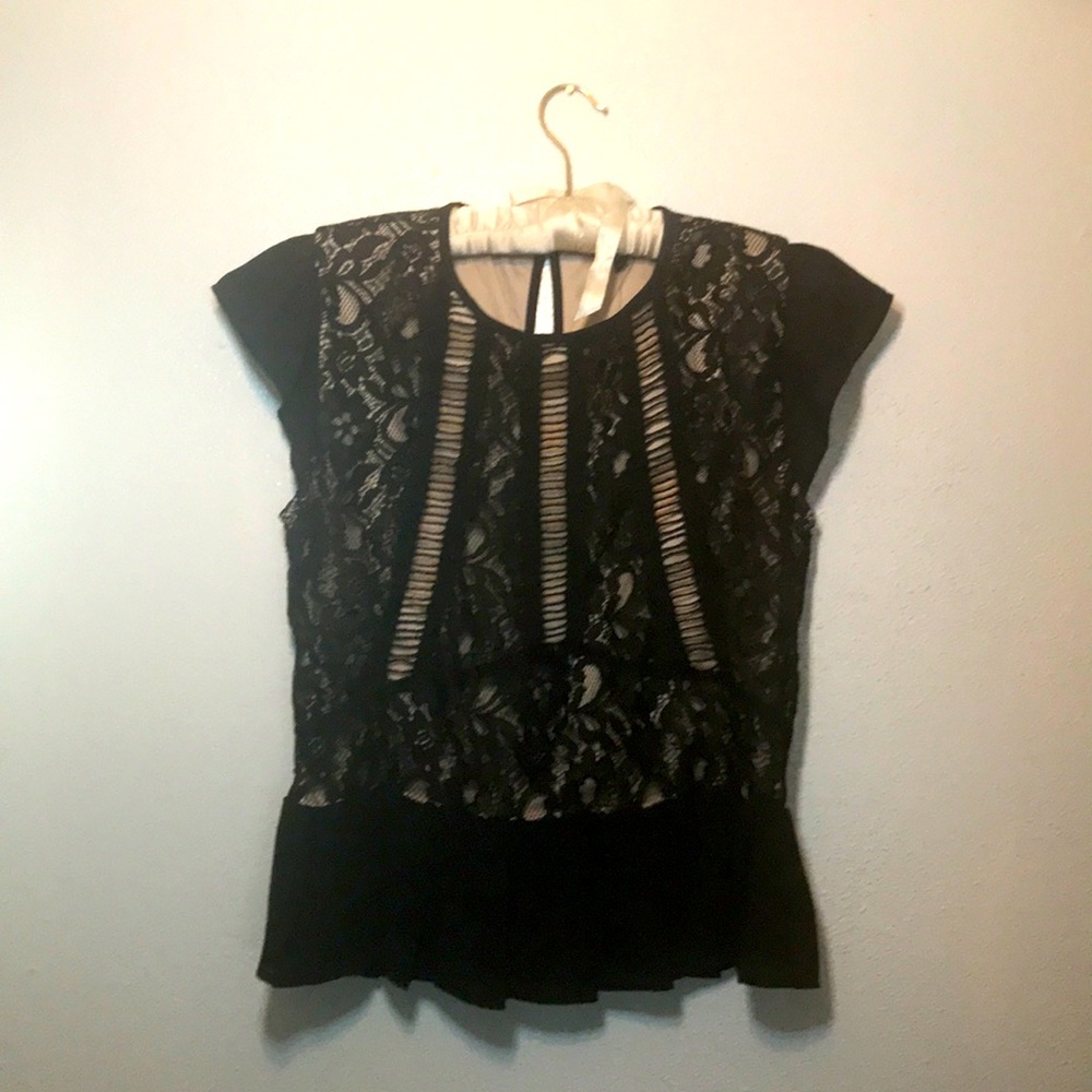 Lined black lace blouse